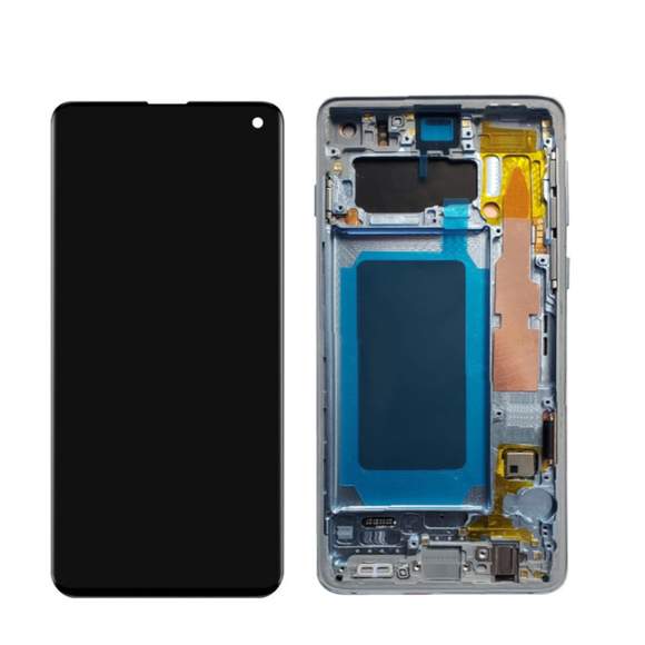 Galaxy S10 OLED Assembly w/Frame (Prism Blue) (Premium)