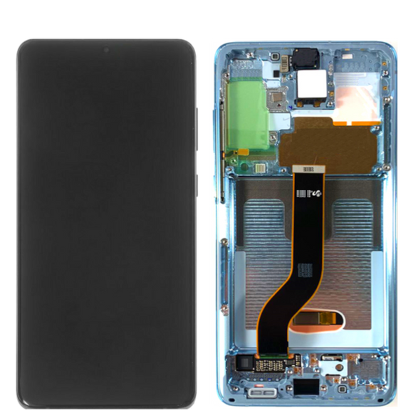 Galaxy S20 Plus 5G OLED Assembly w/Frame (Cloud Blue) (Premium)